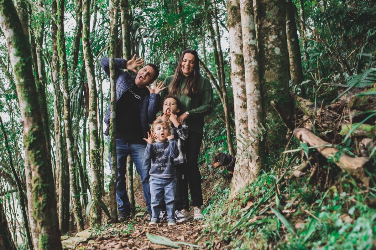 Family hiking on Okinawa trail
