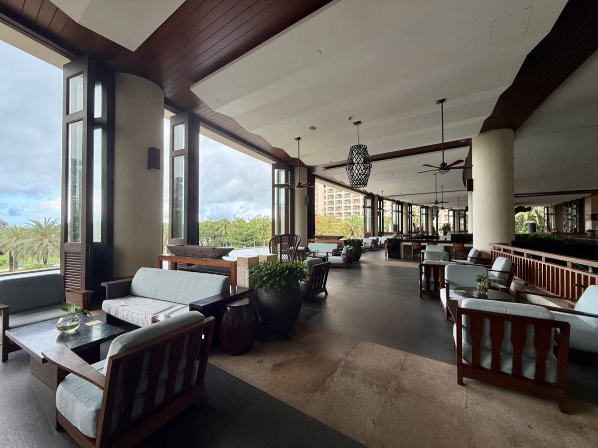 Okinawa hotel lobby with tatami mats