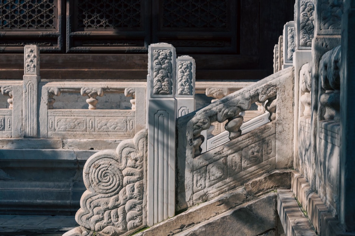Ryukyu temple with stone carvings