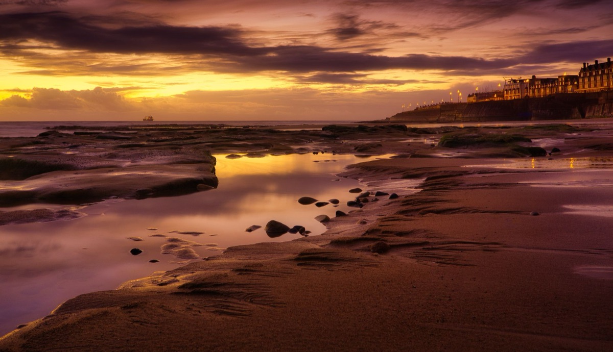Miyakoji beach at sunset