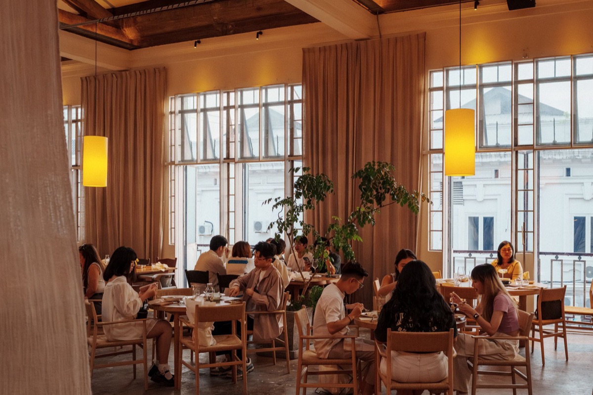 Modern okinawan restaurant interior with traditional and contemporary elements