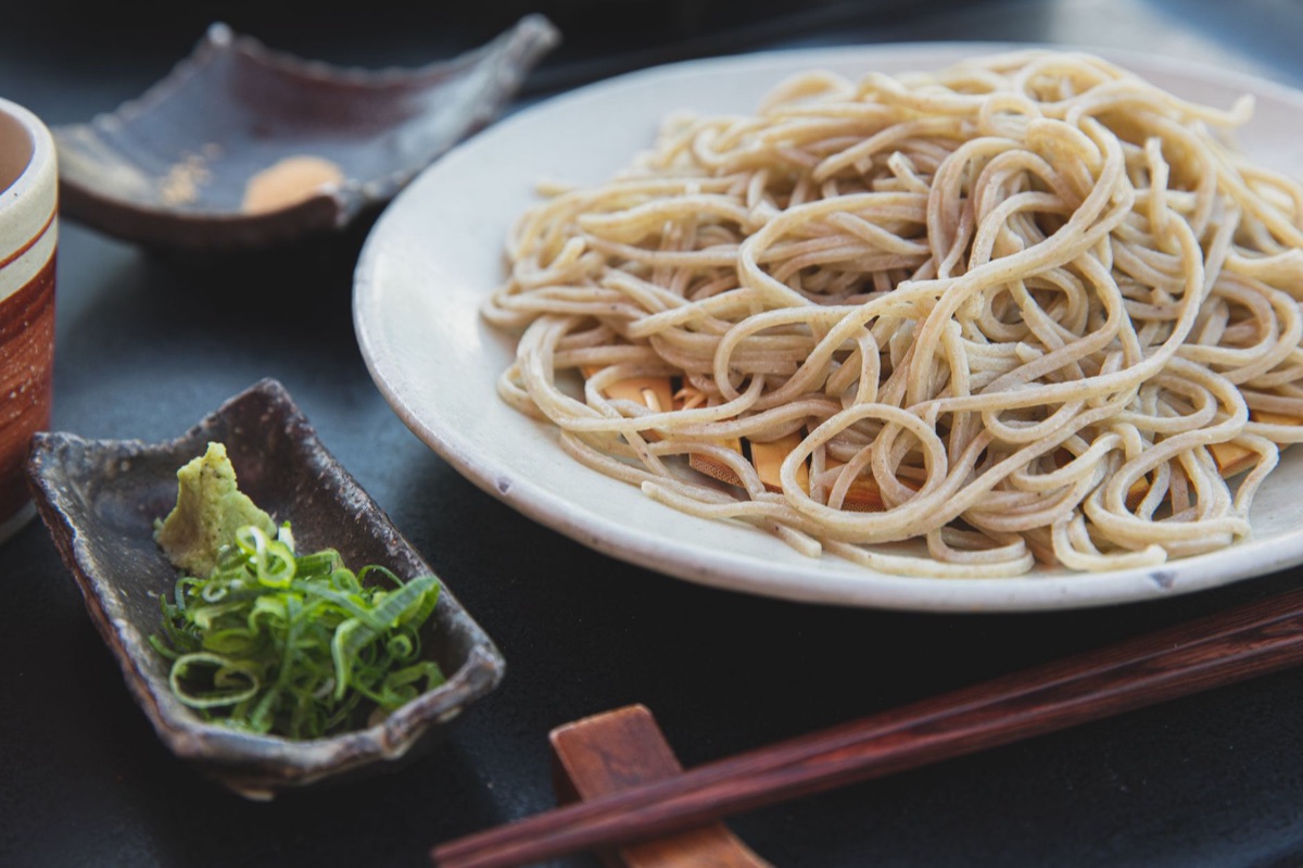 Okinawan soba noodles in a modern setting