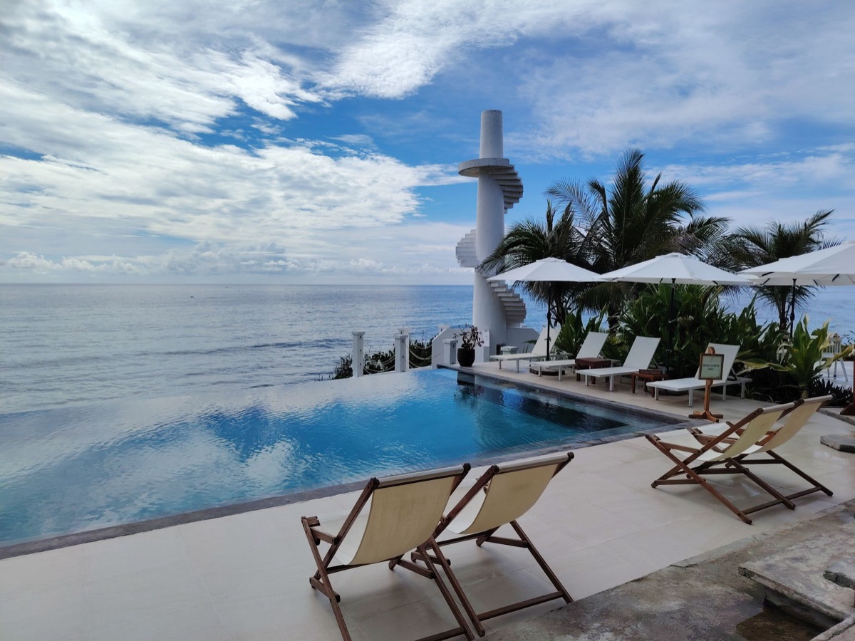 okinawan resort with infinity pool and ocean view