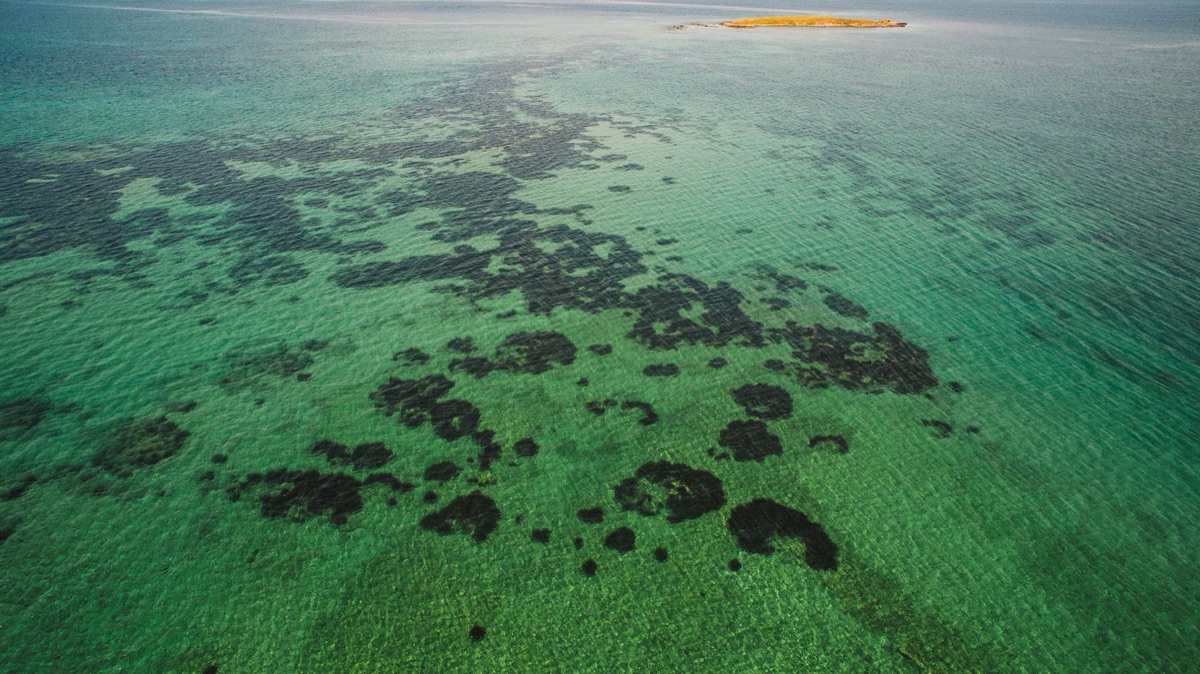 tropical island with coral reef for snorkeling