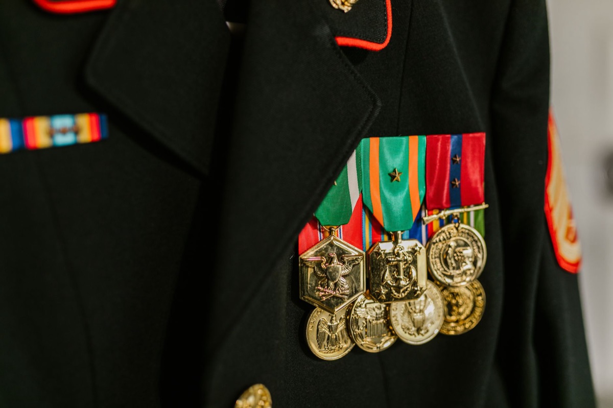 military uniform with identification tags